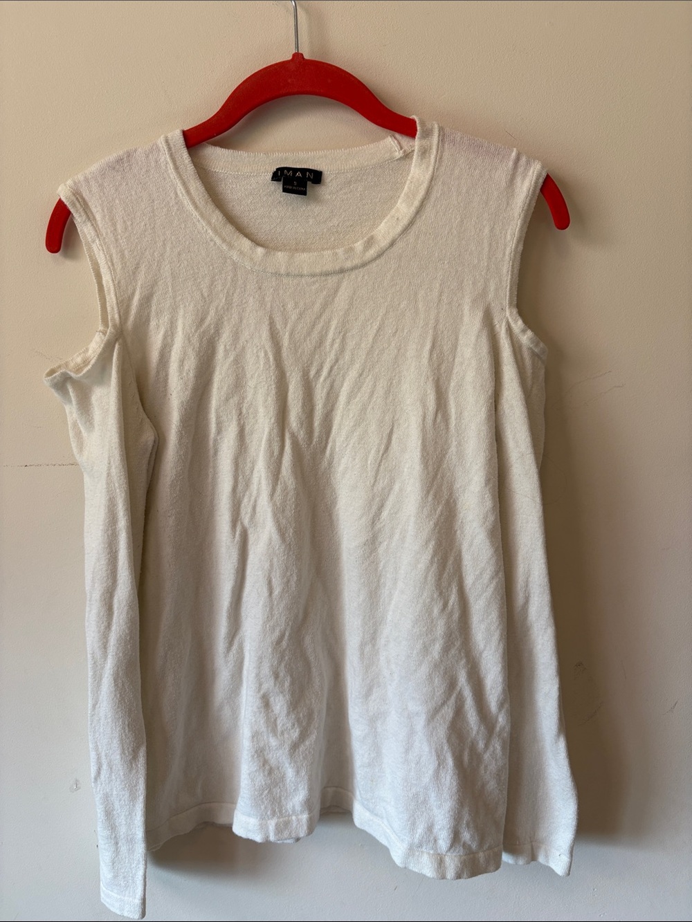 IMAN Cream Sleeveless Crewneck Tank